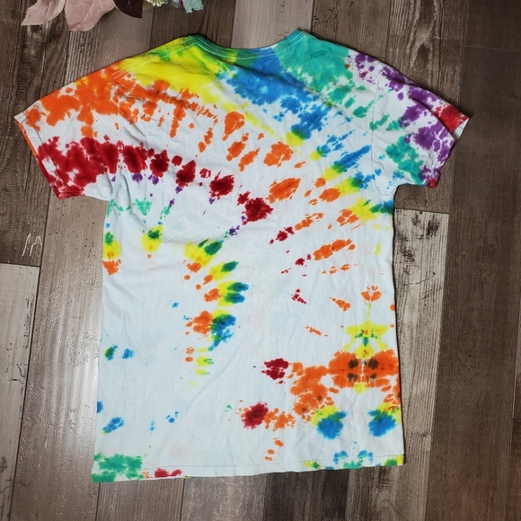 Hanes Vintage Custom Made Colorful Rainbow Tie-Dye Cotton T-Shirt Size Medium - Picture 11 of 13